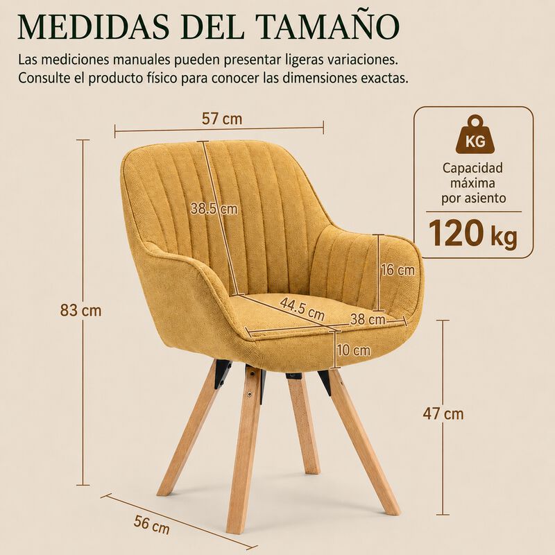 Silla Giratoria Con Brazos Tapizada En Tela Mos... image number null