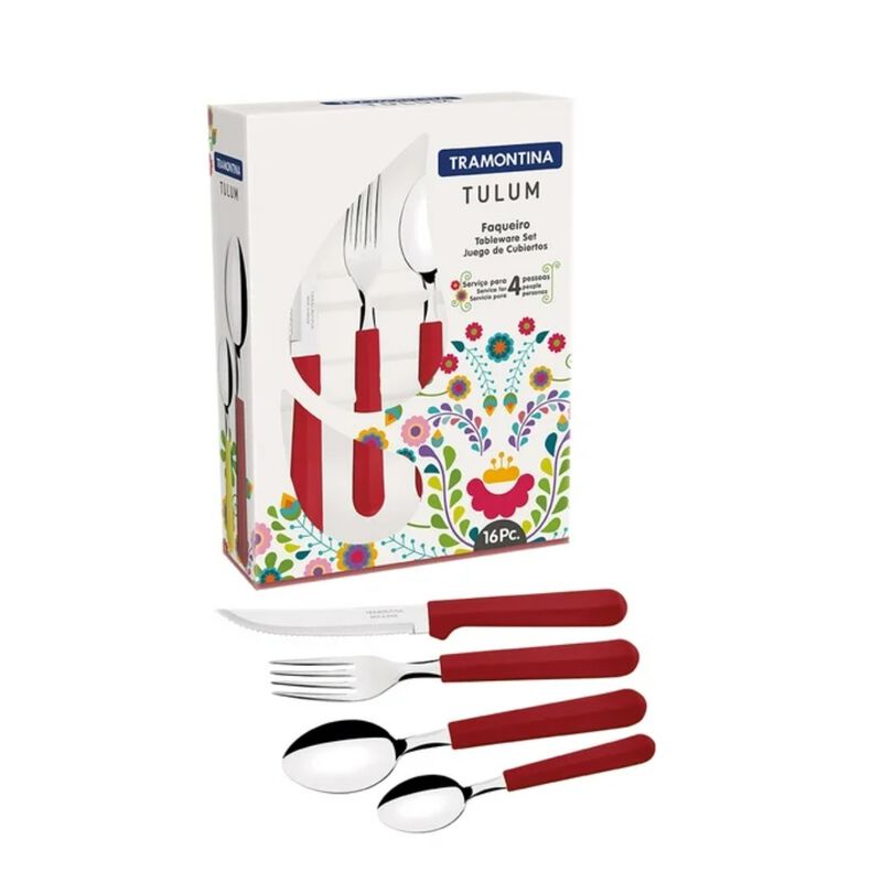 Jgo De Cubiertos Mod. TULUM Rojo 16 Pzas image number null