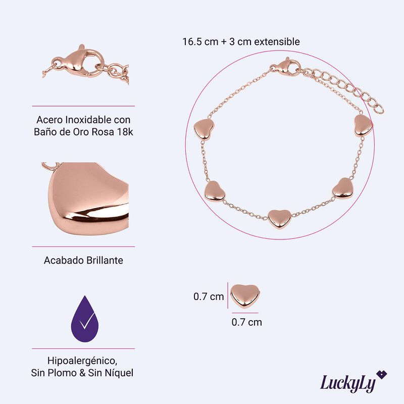 Pulseras Mujer Con Dijes De Coraz&oacute;n Luckyly, Br... image number null