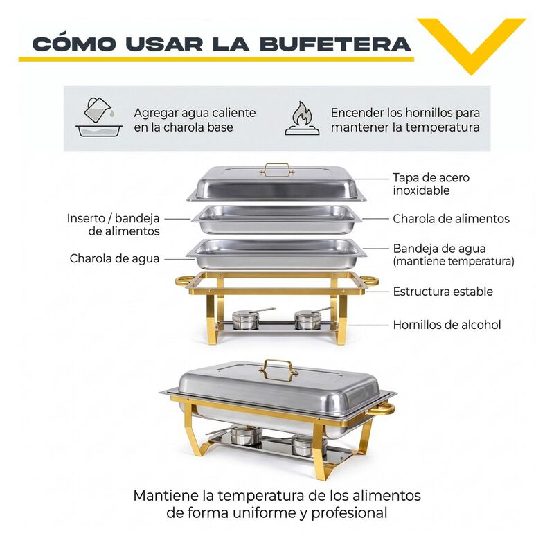 Bufetera Chafer Kit 4pz Acero Inox 11l Catering... image number null
