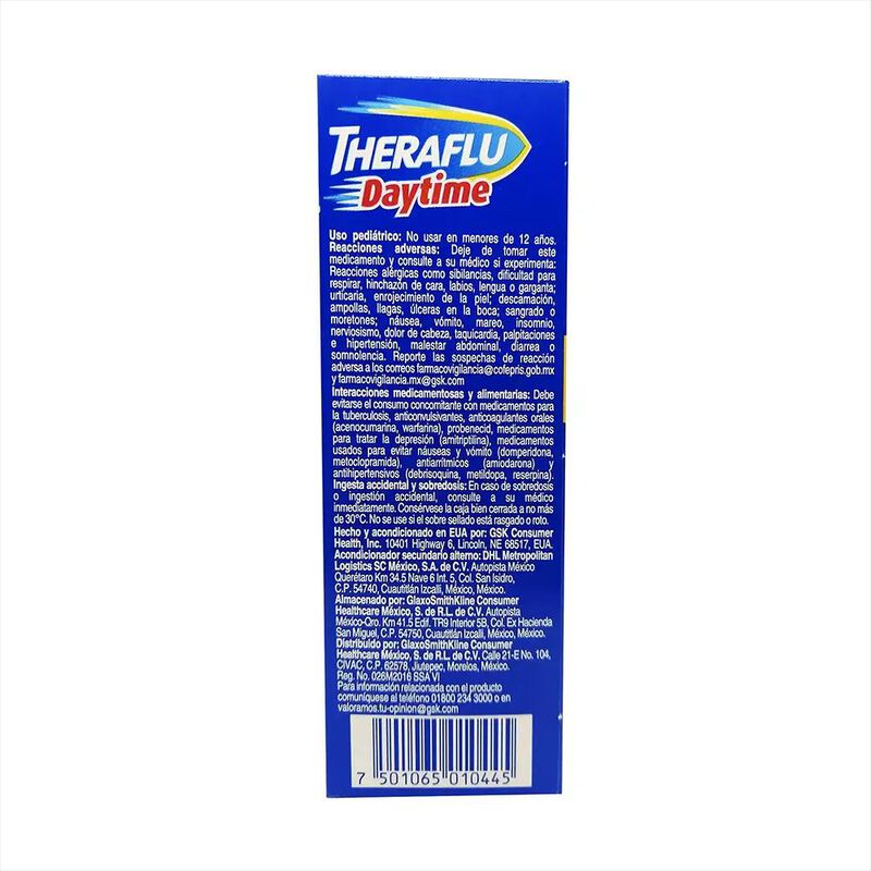 Theraflu Daytime Te Antigripal 650/20/10 Mg 6 S... image number null
