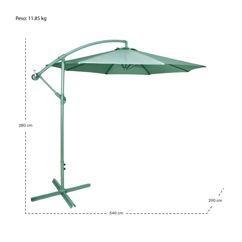 Sombrilla Full Color Menta Exterior Lujo 2.9m +... image number null