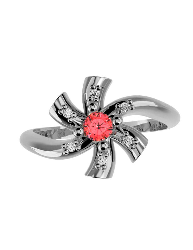 Anillo de Compromiso en Oro Blanco 14K con Circ... image number null