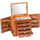 Joyero Procase Grande De Madera De 5 Capas Con Espejo, Color Marr&oacute;n