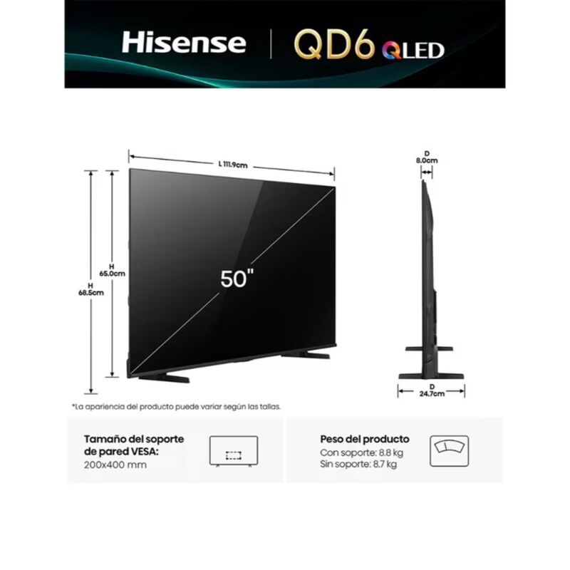 Televisor Hisense 50qd65qv Qled Vidaa image number null