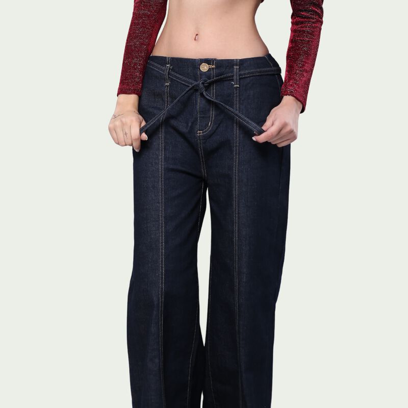 Pantal&oacute;n Recto Mujer Mezclilla Casual Tiro Medi... image number null