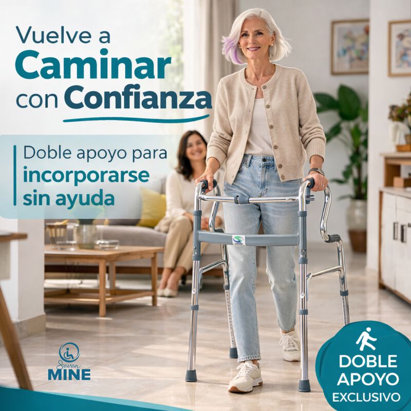 Andadera Doble Apoyo de Aluminio Plegable Refor... image number null