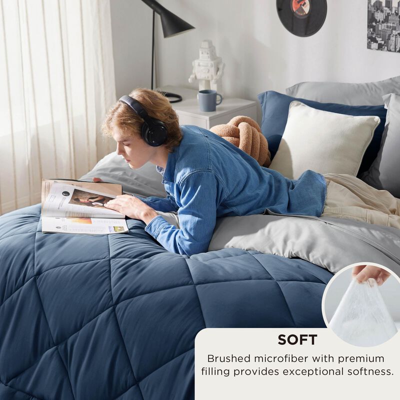 Juego De Ropa De Cama Bedsure Navy Queen Con Ed... image number null