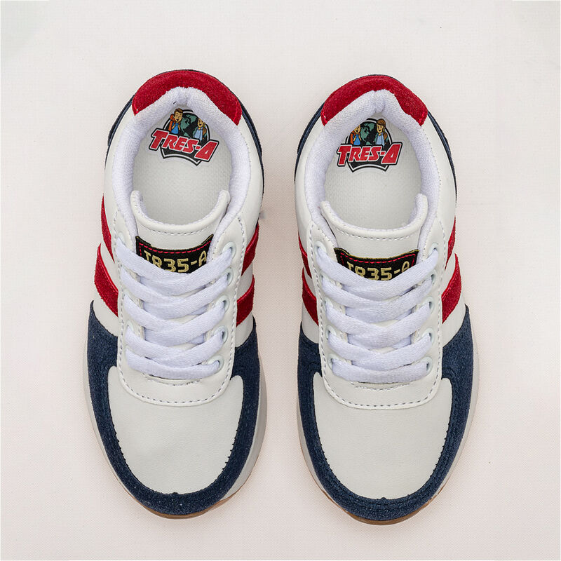 Tres-A Tenis urbano para niño blanco marino roj... image number null