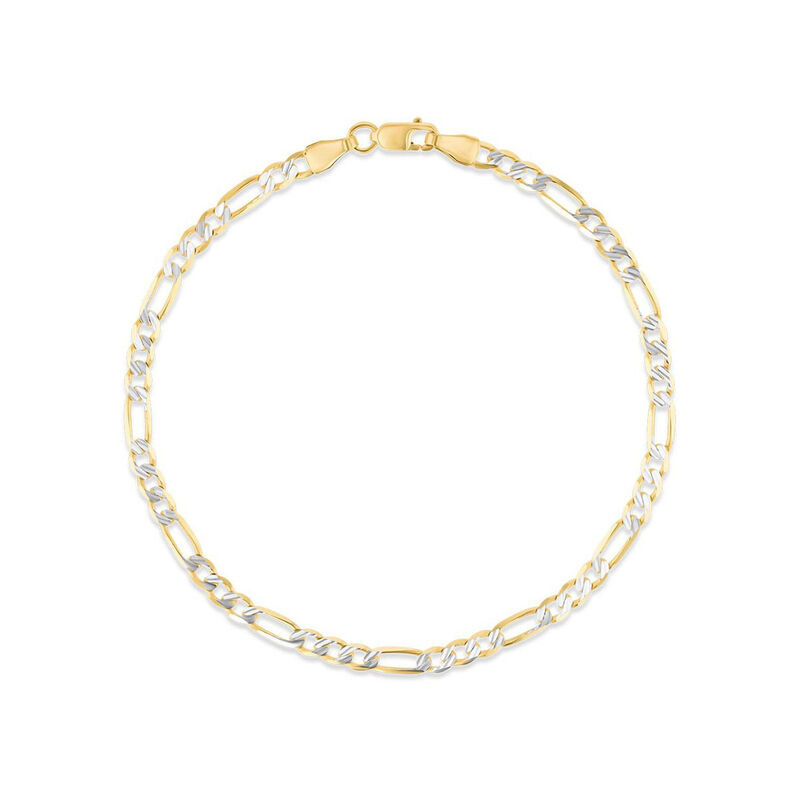 Pulsera De Oro Amarillo Con Platinado 14K 3X1 (... image number null