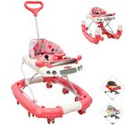 Andadera para Beb&eacute; Mecedora Luz y Sonido Dise&ntilde;o de Carrito Bast&oacute;n Dirigible Alturas Ajustables Plegable Ruedas de Goma - Rosa