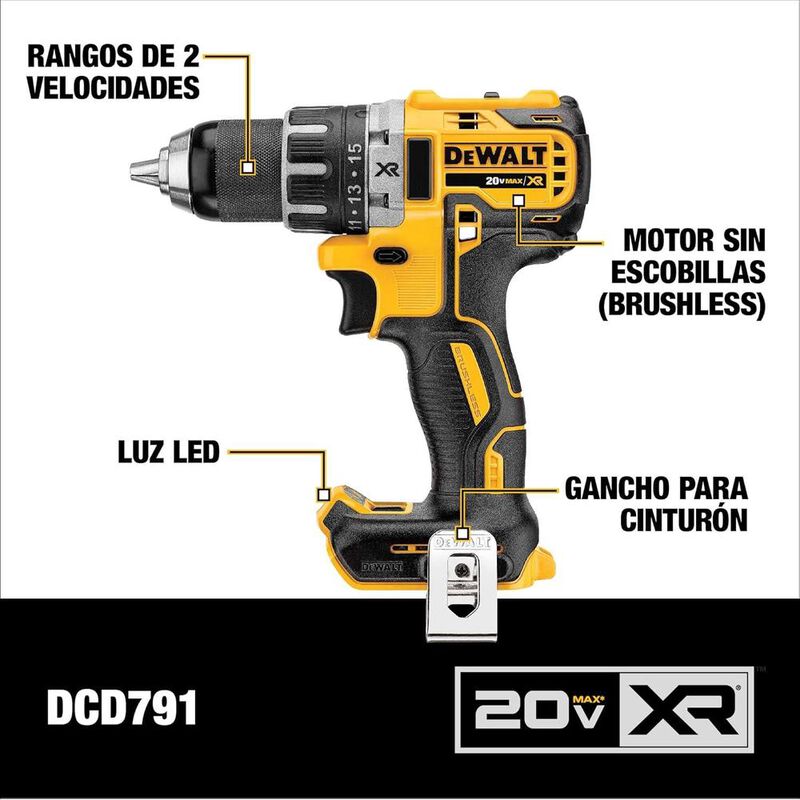 Taladro Atornillador Dewalt Xr Brushless 20v Ma... image number null