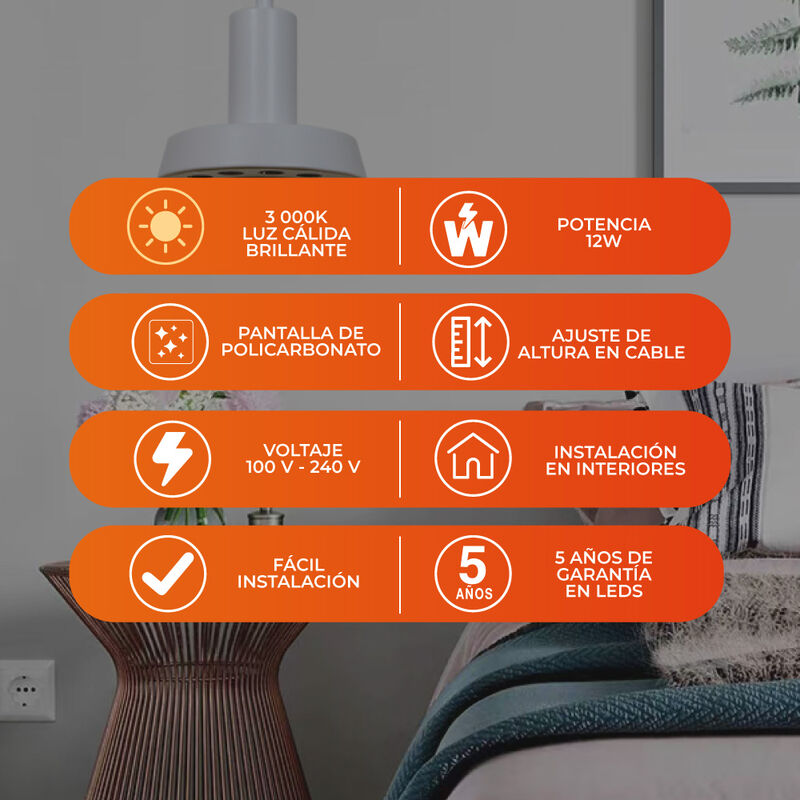 L&aacute;mpara Colgante LED de Metal 1.50 m de Altura,... image number null