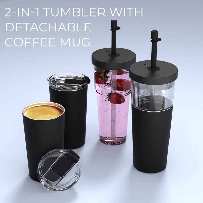 Vaso T&eacute;rmico Asobu 800 ml Negro Con Pajilla Fle... image number null