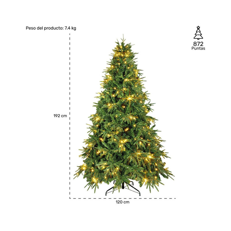 Arbol Navidad Luces Led 1.90m Pino Navide&ntilde;o Fro... image number null