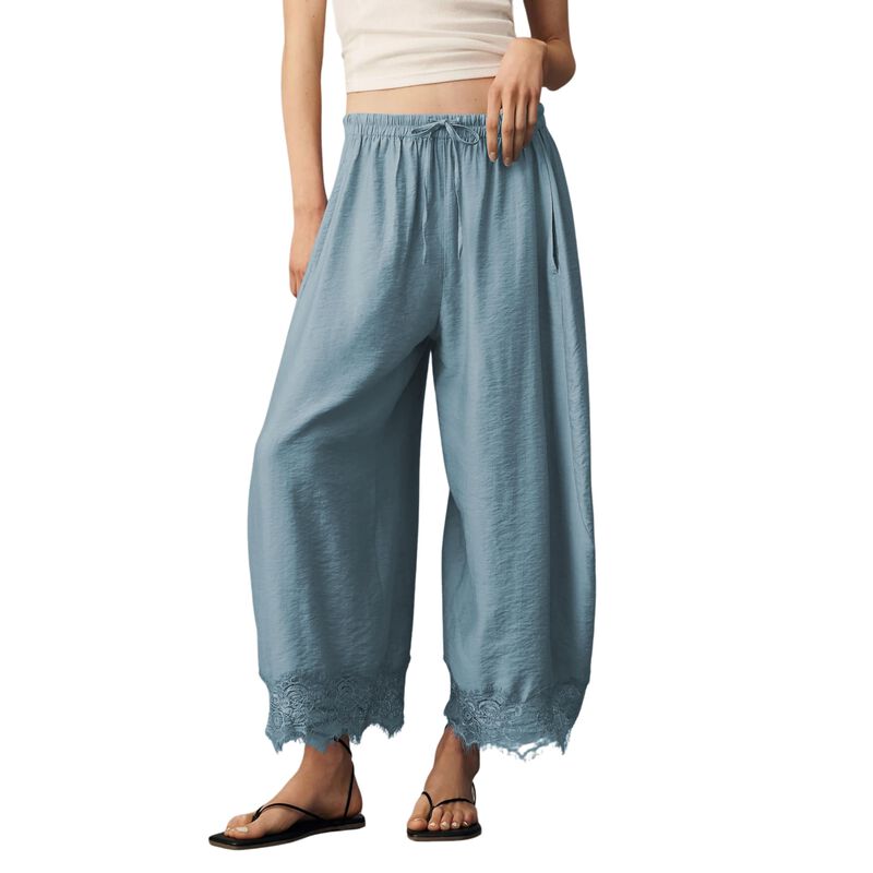 Pantalones Puwei Corte Corto Pierna Ancha con D... image number null