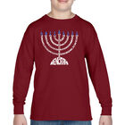 Camiseta De Manga Larga Word Art Para Ni&ntilde;o - Menorah - Rojo