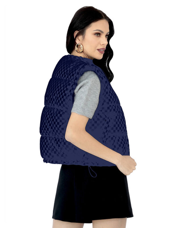 Chaleco Capitonado Corto Gorro Desmontable Azul... image number null