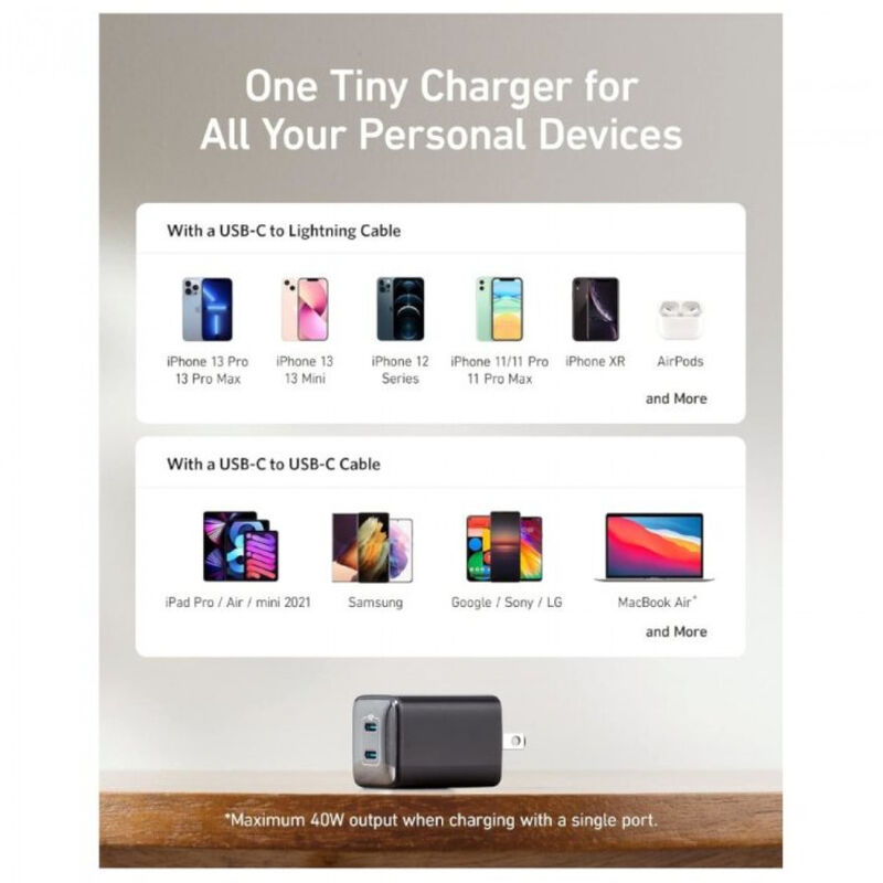 Cargador USB C Dual 40 W PD ANKER A2038J21 521 ... image number null