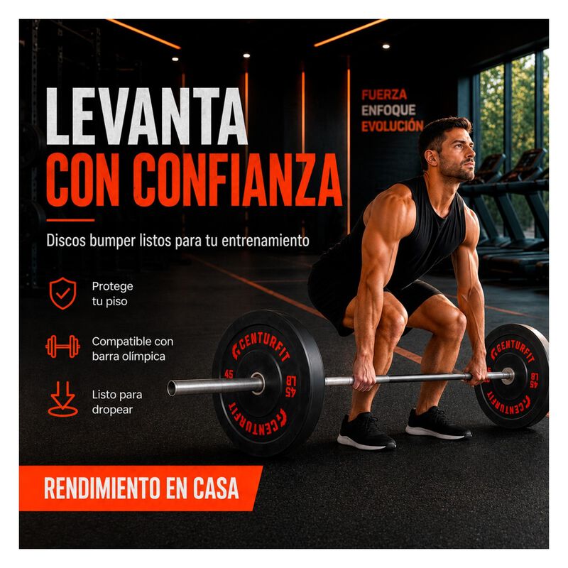 Par Disco Bumper Olimpico 45 Lb Centro Acero Ca... image number null