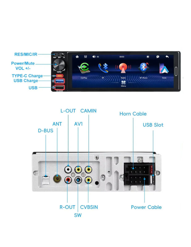 Autoest&eacute;reo Bluetooth 1 Din 6.5 Pulgadas Mirror... image number null