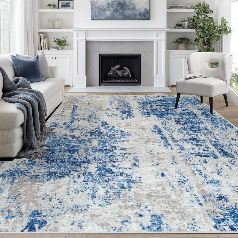 Alfombra Aelenmu 244x152 Cm Azul Gris Blanco La... image number null