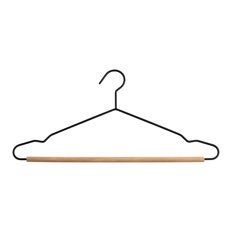 Ganchos met&aacute;licos para ropa con base de madera ... image number null