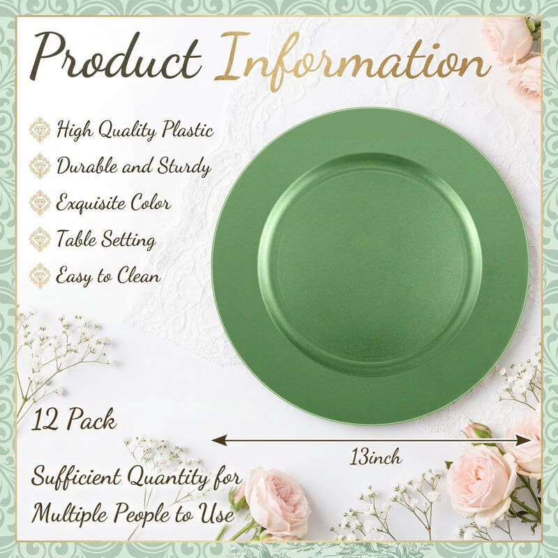 Platos cargadores Tanlade 33cm verde, pack de 1... image number null
