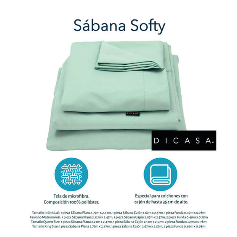 Juego de S&aacute;banas Queen Size Softy Menta image number null