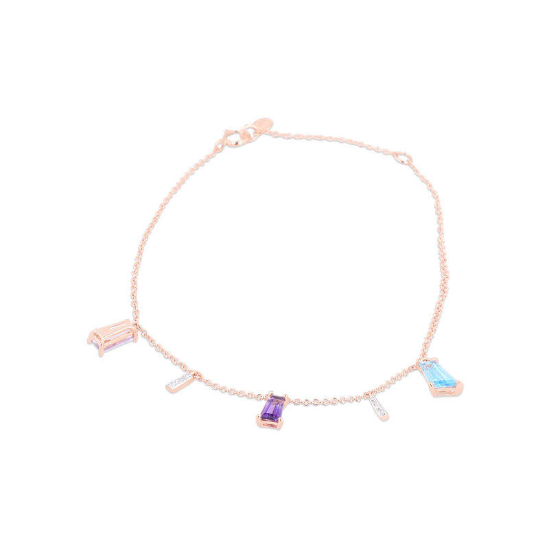 Pulsera De Oro Rosa 14k Con 4pts De Diamante Co... image number null