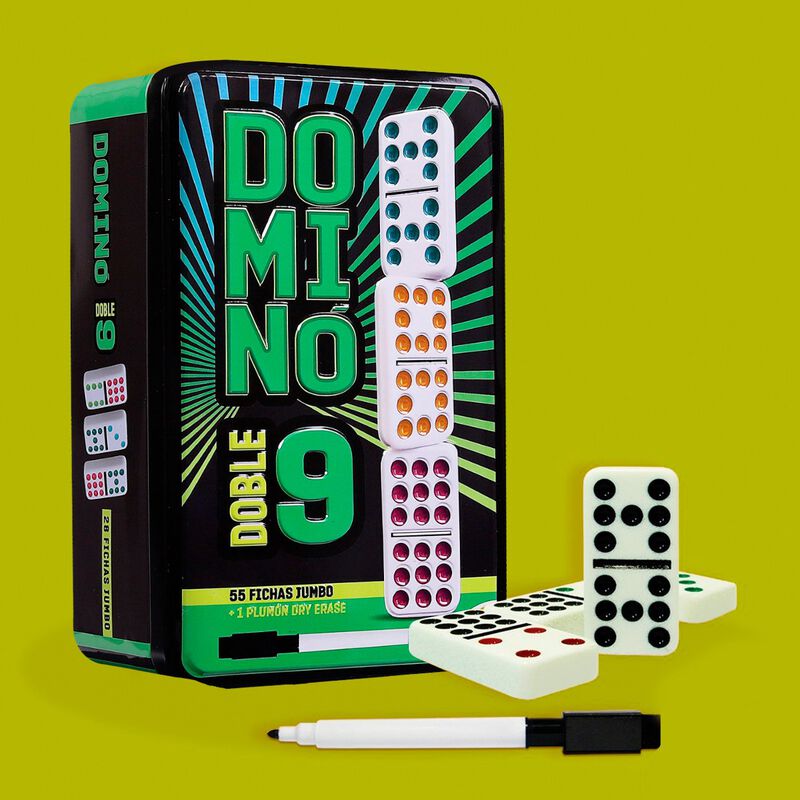 Domin&oacute; Doble 9 en Caja Met&aacute;lica con 1 Plum&oacute;n image number null