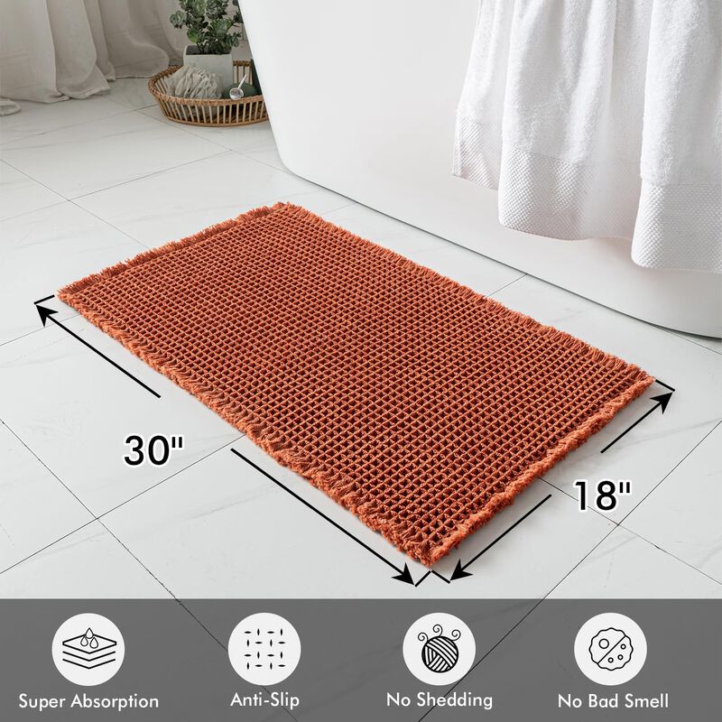 Alfombra Miulee Naranja Con Dise&ntilde;o Waffle - Jue... image number null