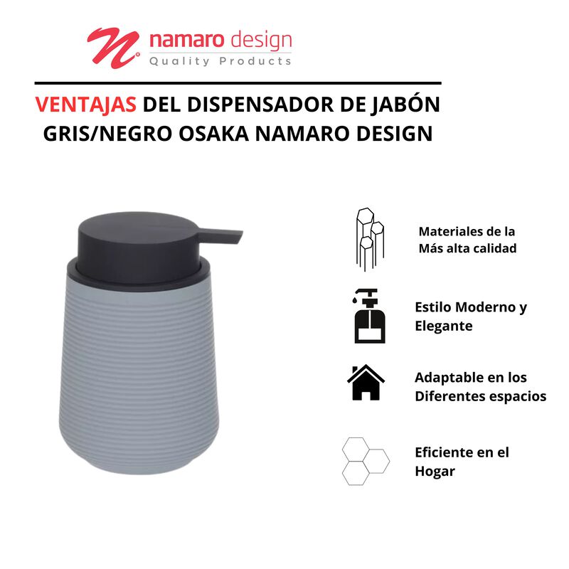 Dispensador De Jab&oacute;n Gris/negro Osaka Namaro De... image number null