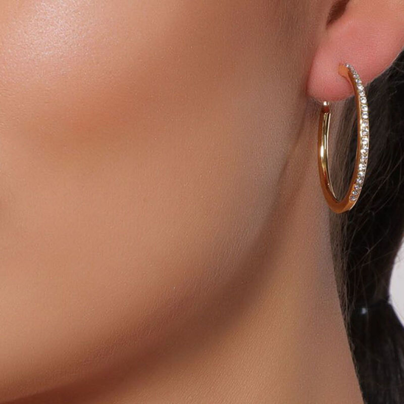 Arracadas en Baño de Oro Amarillo de 18K con Cr... image number null