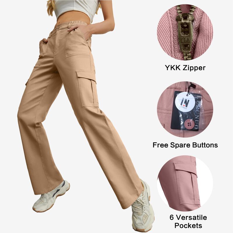Pantalones Cargo Lepunuo Mujer Caqui, Pierna An... image number null