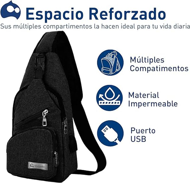 Mochila Cruzada Antirrobo Impermeable, Blueland... image number null