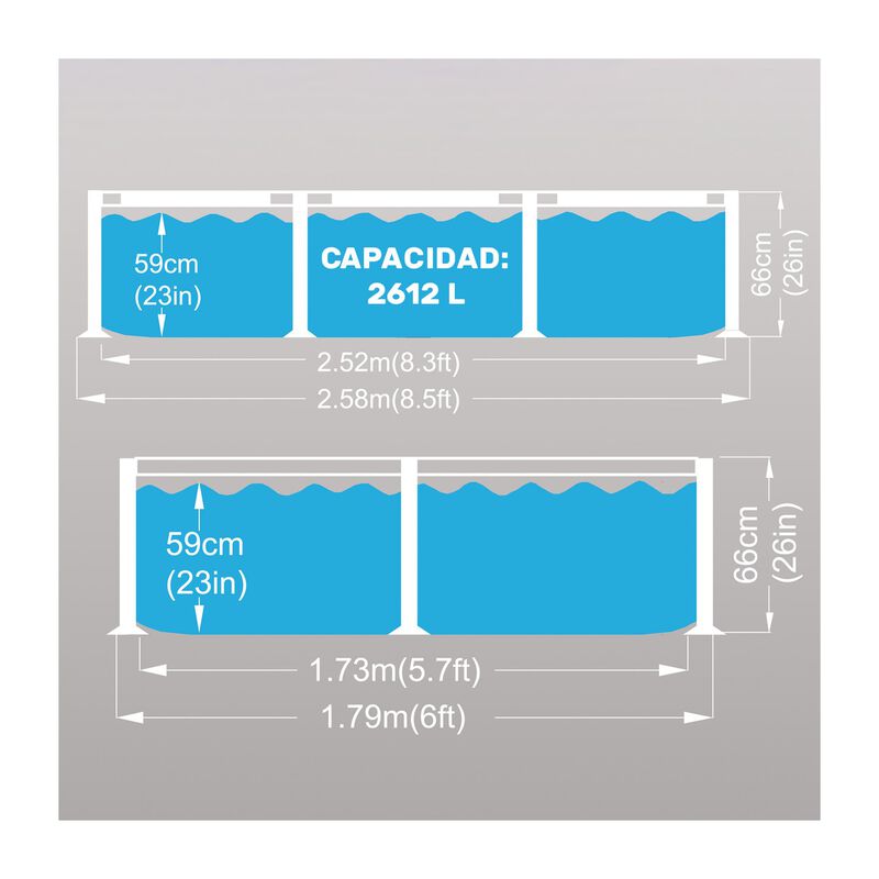 Alberca Estructural Rectangular 259 X 182 X 66 ... image number null
