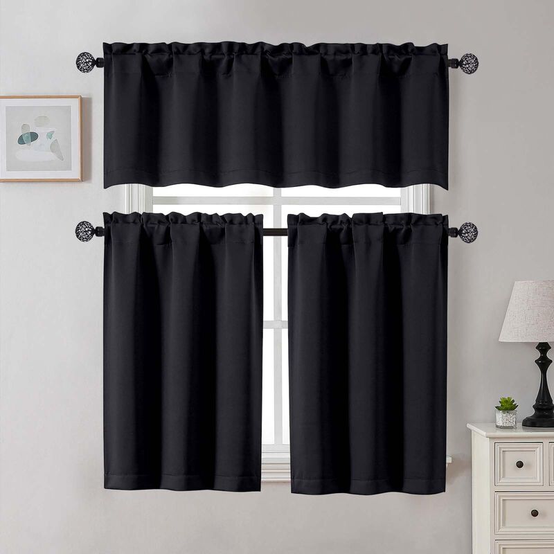 Cortinas Tipo Panel Gwine 61 cm Negro, Juego De... image number null