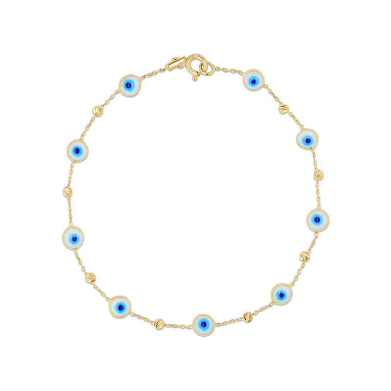 Pulsera Oro Amarillo 14k Con Ojo Turco Azul (18... image number null