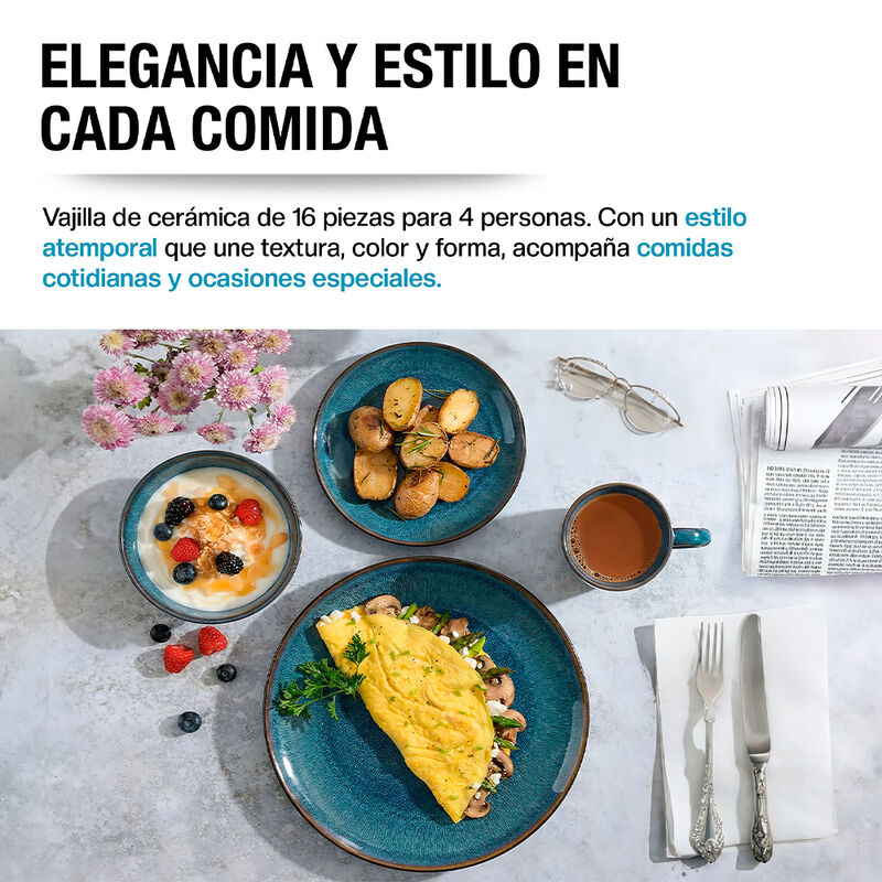 Vajilla de Cer&aacute;mica Gres 4 Personas 16 Pz. Reac... image number null
