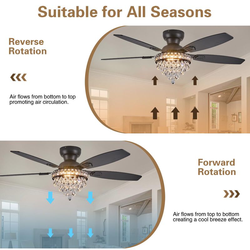 Ventilador De Techo Fanyank Crystal Con Luces D... image number null
