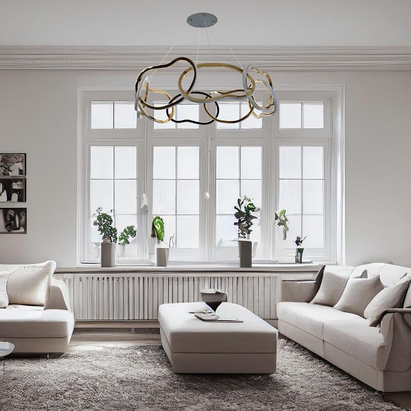 Candil De Led Colgante Aros Redondo Dorado image number null