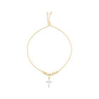 Pulsera De Oro Amarillo Y Blanco 14K Con Cruz (23 Cm Aprox)