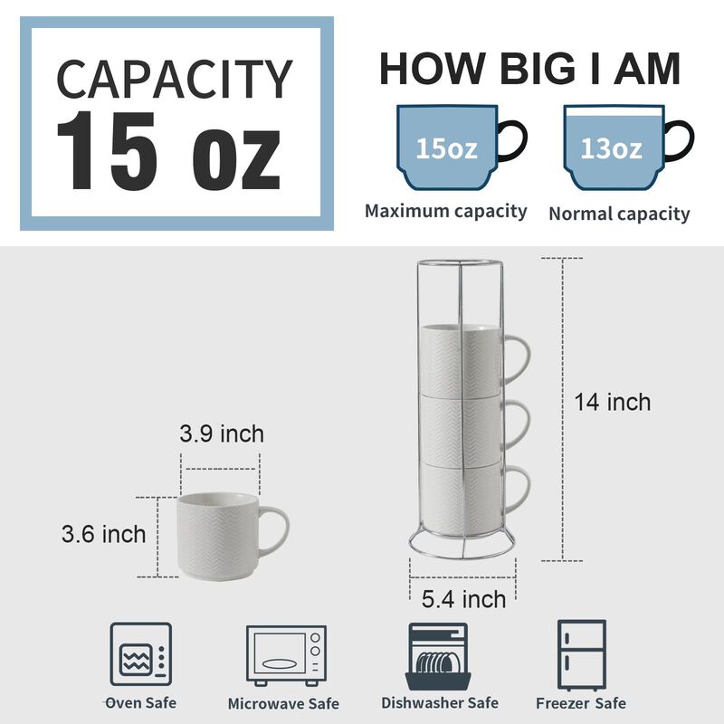 Juego De 4 Tazas De Caf&eacute; Hasense 430 ml Apilabl... image number null