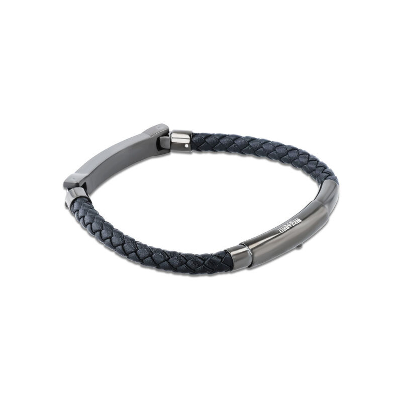 Pulsera De Piel Con Acero Color Negro Caballero... image number null