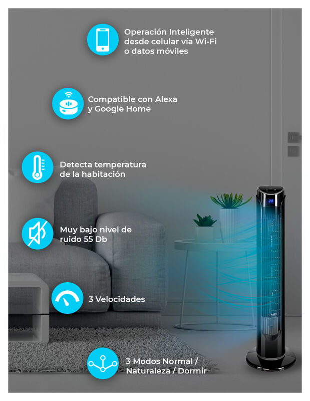 Ventilador Digital De Torre Inteligente Smart  ... image number null