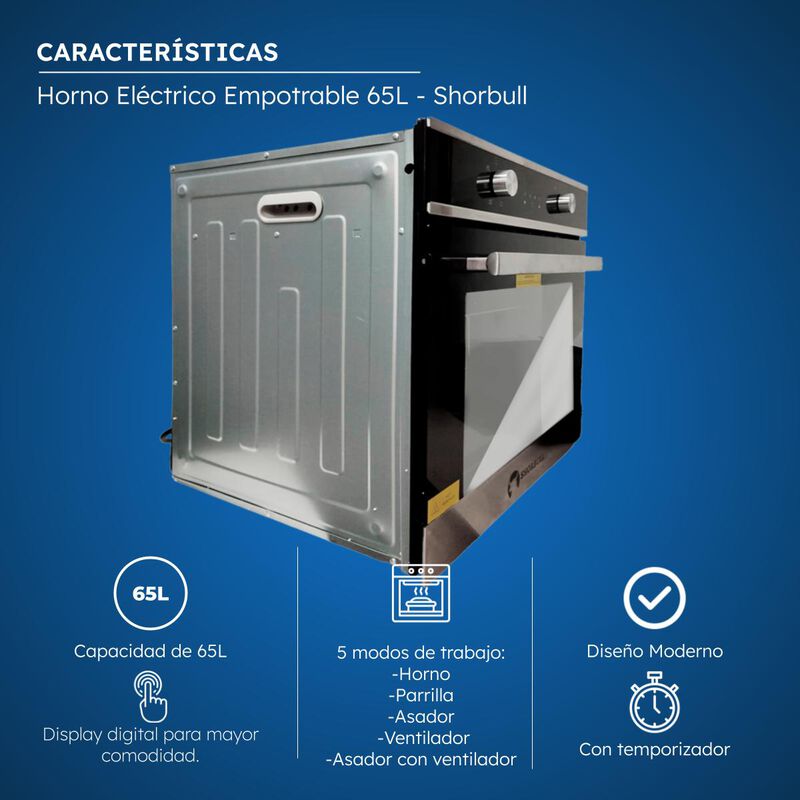 Horno eléctrico empotrable 65L Shorbull image number null