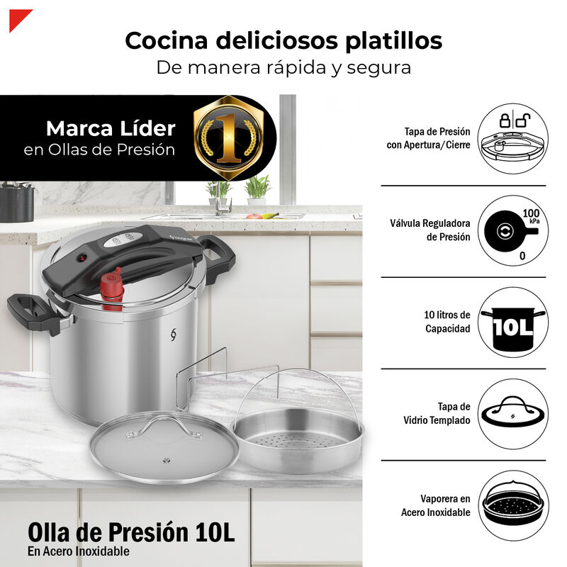 Olla De Presi&oacute;n De 10 Litros Acero Inox 304 Bog... image number null