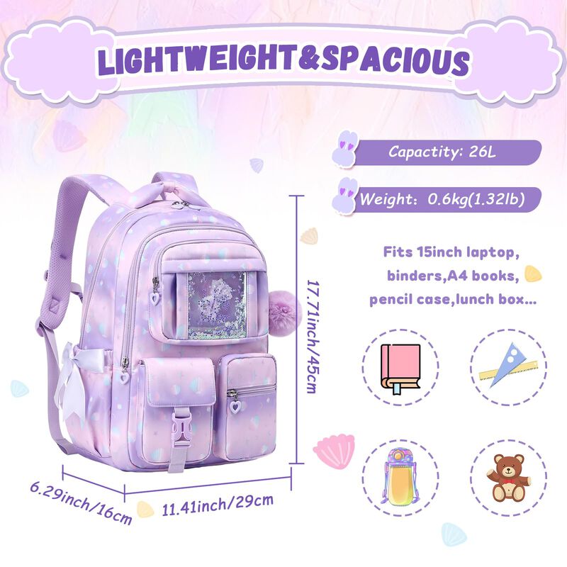 Mochila Pig Pig Girl 29x16x45 Cm Concha Morada image number null