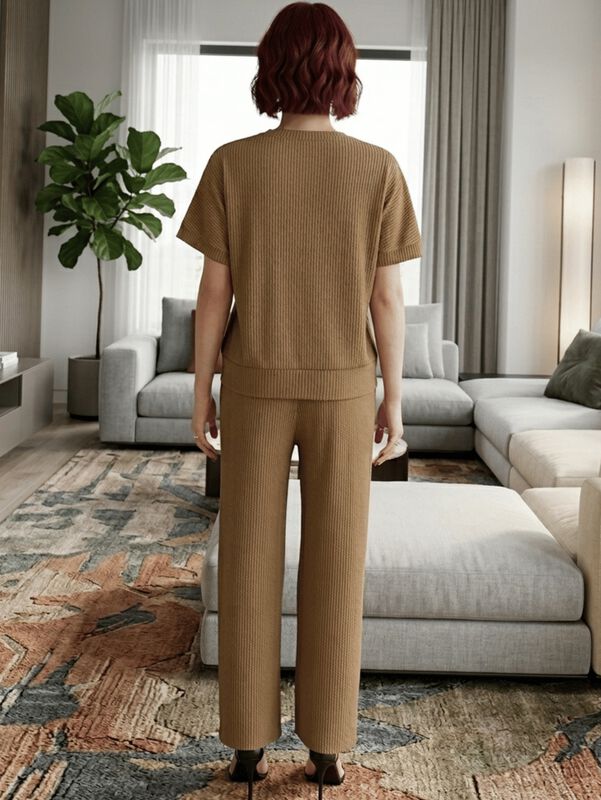 Conjunto Pantalon Y Blusa Malabis Conj-0183 Caf... image number null